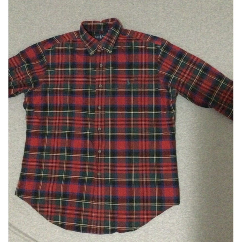 Ralph Lauren Shirt Mens L Button Down Red Plaid Classic Fit